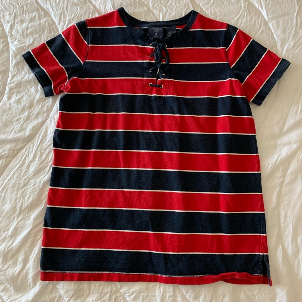 Mountain lake size small knit red and navy shirt